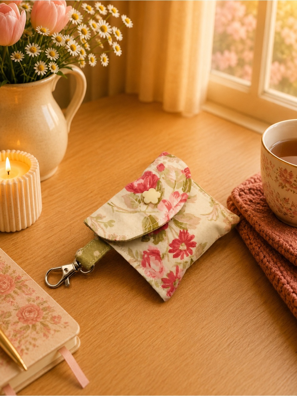 Romantic Floral and Paisley Print Earbud Case